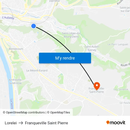 Lorelei to Franqueville Saint Pierre map