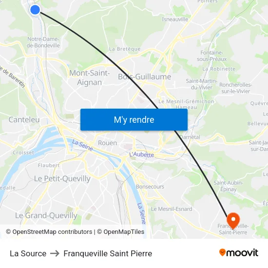 La Source to Franqueville Saint Pierre map