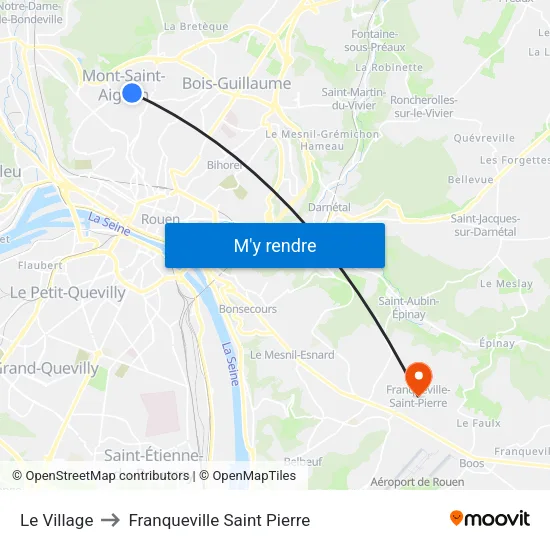 Le Village to Franqueville Saint Pierre map