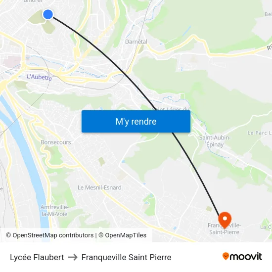 Lycée Flaubert to Franqueville Saint Pierre map