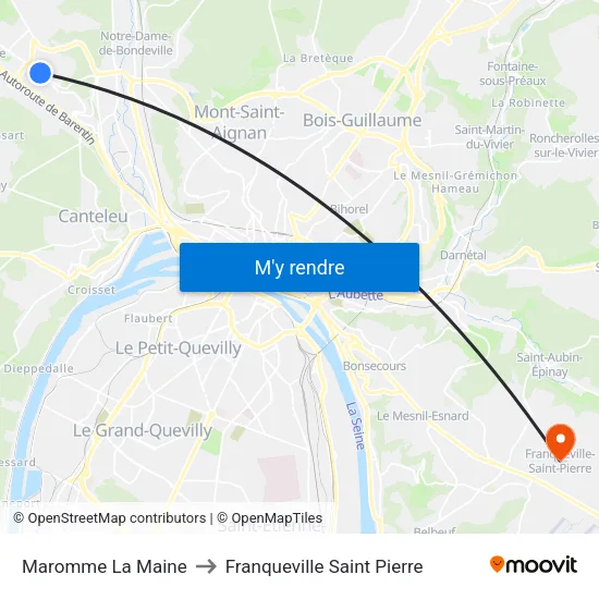 Maromme La Maine to Franqueville Saint Pierre map