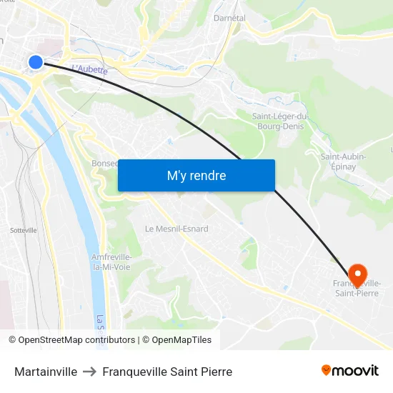 Martainville to Franqueville Saint Pierre map