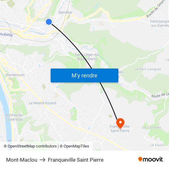 Mont-Maclou to Franqueville Saint Pierre map