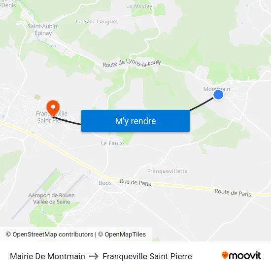 Mairie De Montmain to Franqueville Saint Pierre map
