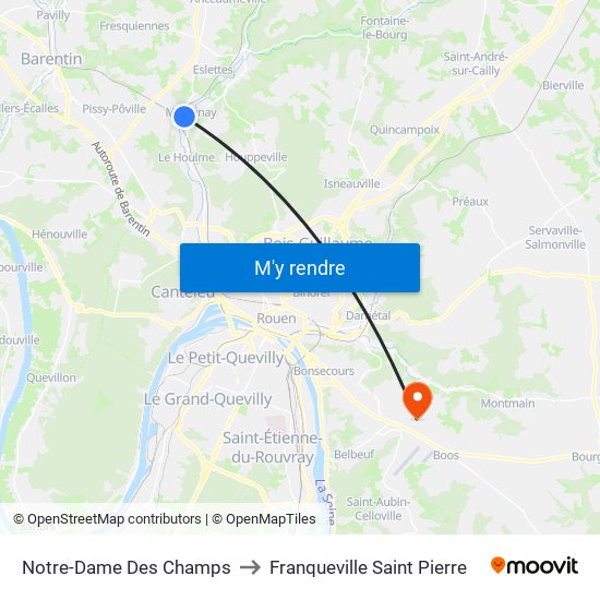 Notre-Dame Des Champs to Franqueville Saint Pierre map