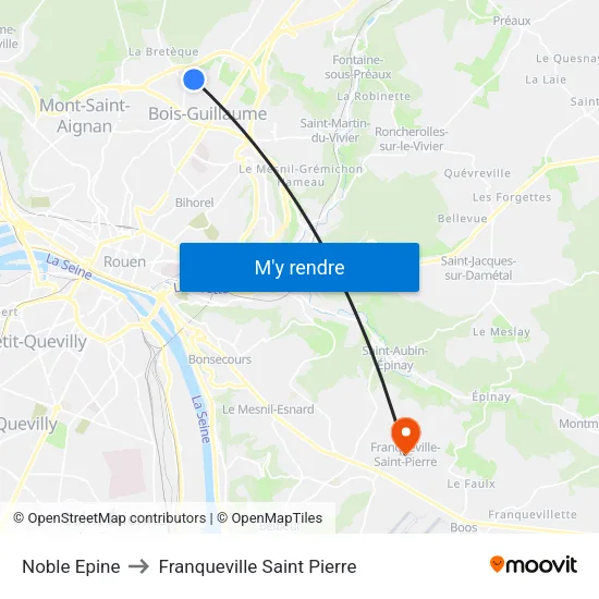 Noble Epine to Franqueville Saint Pierre map