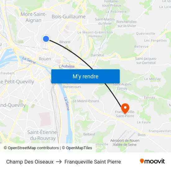 Champ Des Oiseaux to Franqueville Saint Pierre map