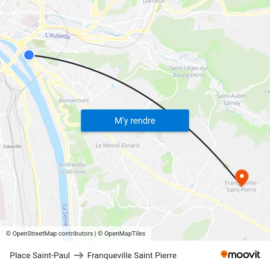 Place Saint-Paul to Franqueville Saint Pierre map