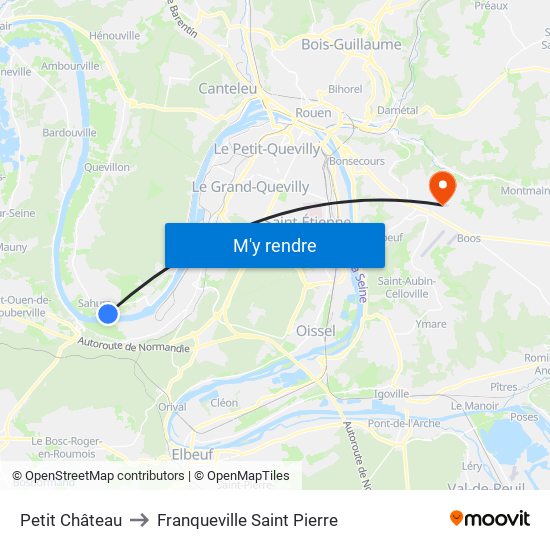 Petit Château to Franqueville Saint Pierre map