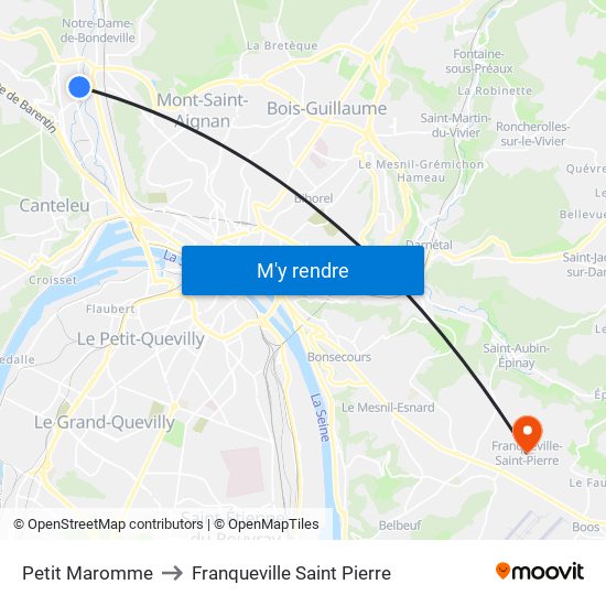 Petit Maromme to Franqueville Saint Pierre map