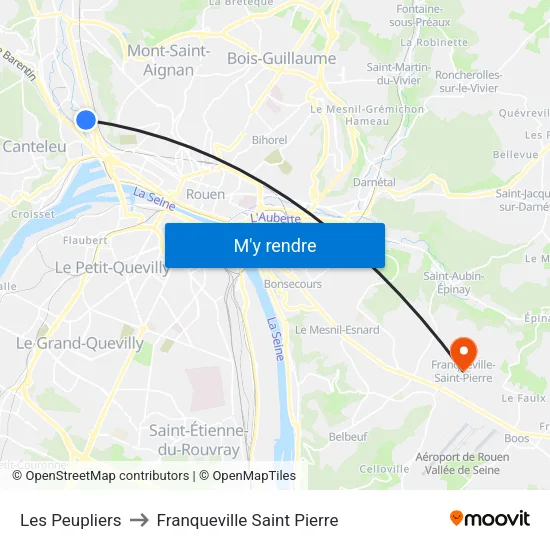 Les Peupliers to Franqueville Saint Pierre map