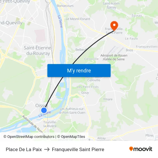 Place De La Paix to Franqueville Saint Pierre map