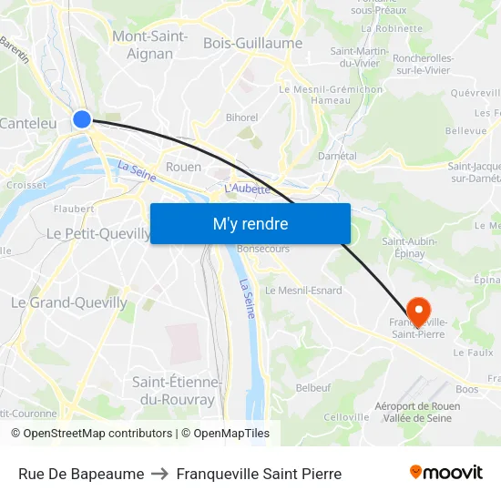 Rue De Bapeaume to Franqueville Saint Pierre map