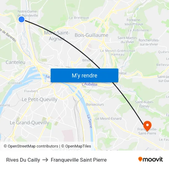Rives Du Cailly to Franqueville Saint Pierre map