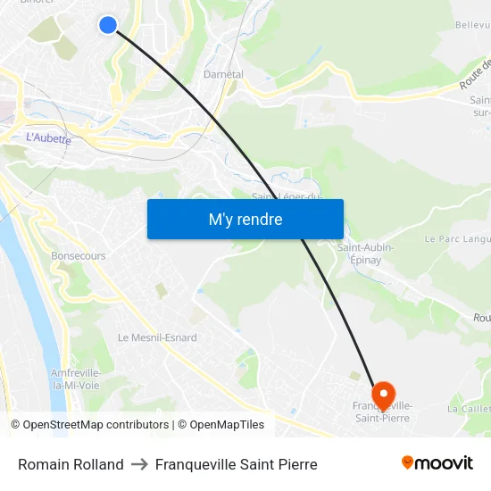 Romain Rolland to Franqueville Saint Pierre map