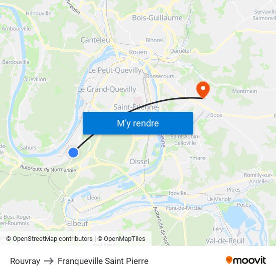 Rouvray to Franqueville Saint Pierre map