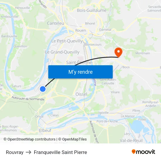 Rouvray to Franqueville Saint Pierre map