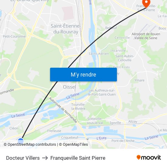 Docteur Villers to Franqueville Saint Pierre map
