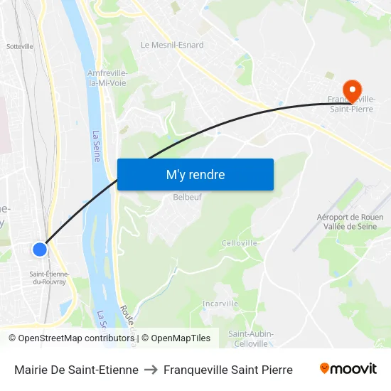 Mairie De Saint-Etienne to Franqueville Saint Pierre map