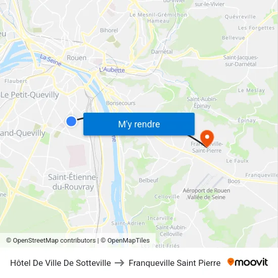 Hôtel De Ville De Sotteville to Franqueville Saint Pierre map