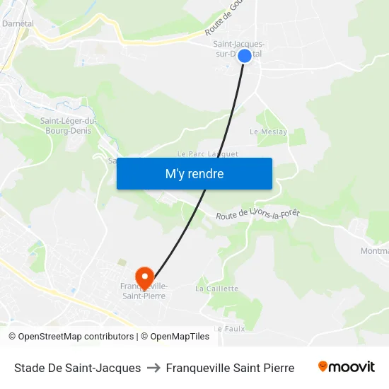 Stade De Saint-Jacques to Franqueville Saint Pierre map
