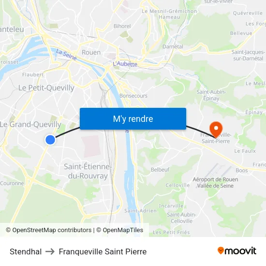 Stendhal to Franqueville Saint Pierre map
