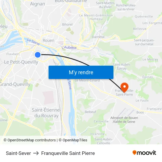 Saint-Sever to Franqueville Saint Pierre map