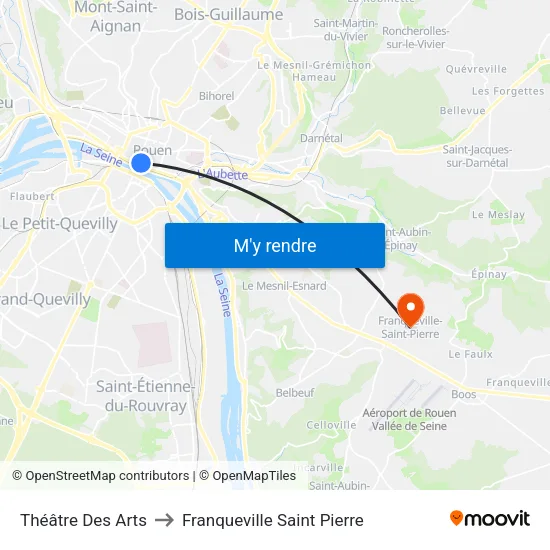 Théâtre Des Arts to Franqueville Saint Pierre map