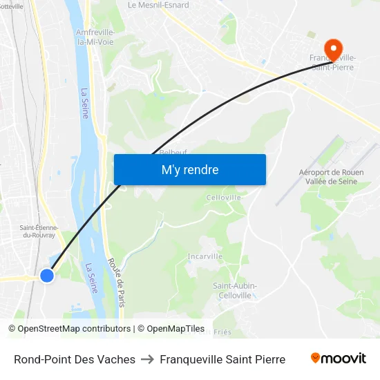 Rond-Point Des Vaches to Franqueville Saint Pierre map