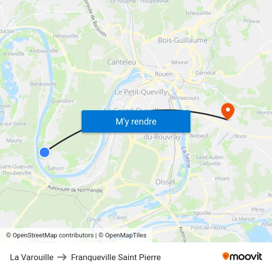 La Varouille to Franqueville Saint Pierre map