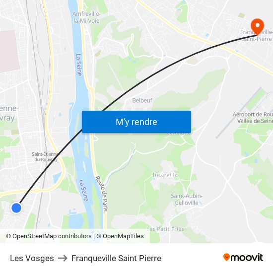 Les Vosges to Franqueville Saint Pierre map