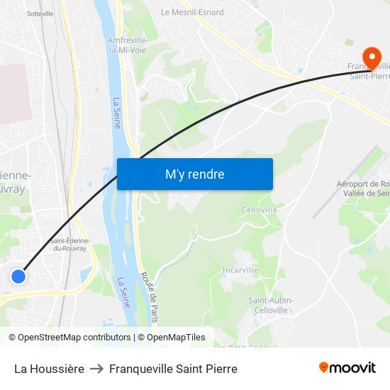 La Houssière to Franqueville Saint Pierre map