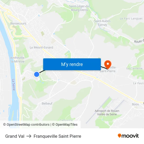 Grand Val to Franqueville Saint Pierre map