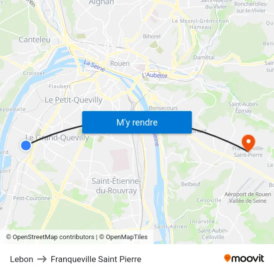 Lebon to Franqueville Saint Pierre map