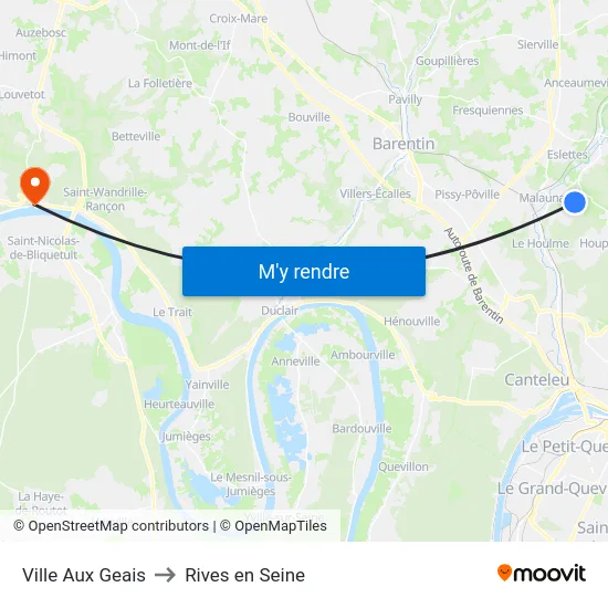 Ville Aux Geais to Rives en Seine map
