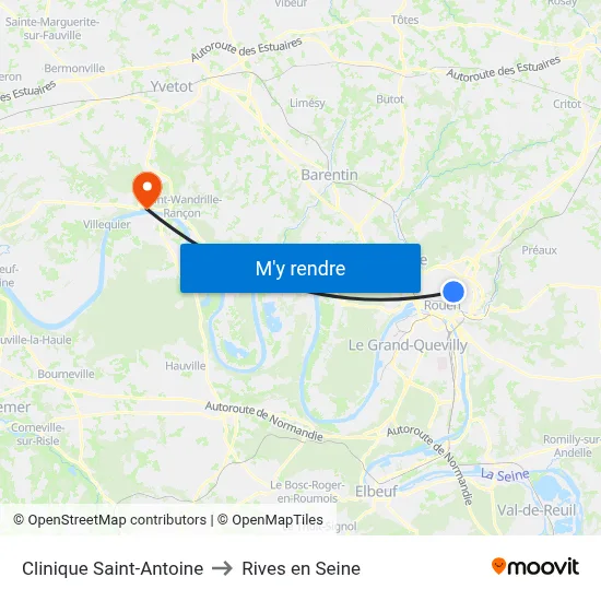 Clinique Saint-Antoine to Rives en Seine map