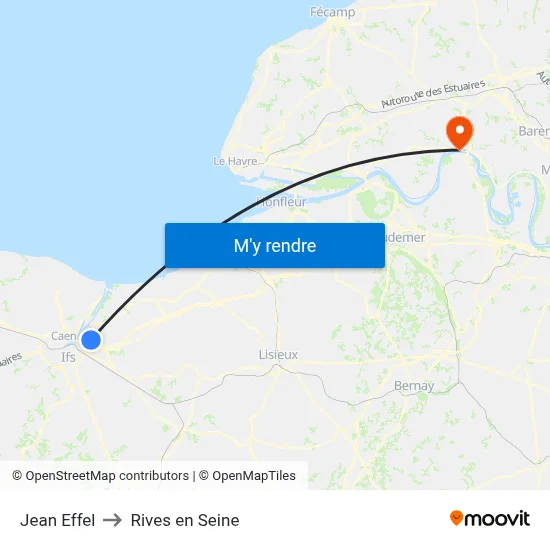 Jean Effel to Rives en Seine map