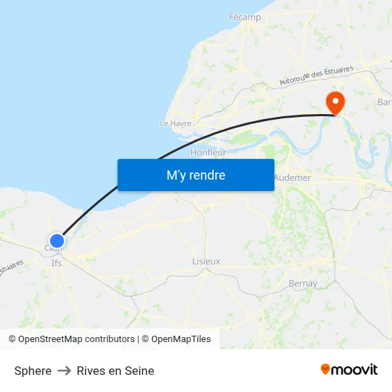 Sphere to Rives en Seine map