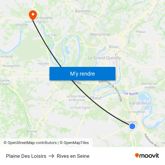 Plaine Des Loisirs to Rives en Seine map