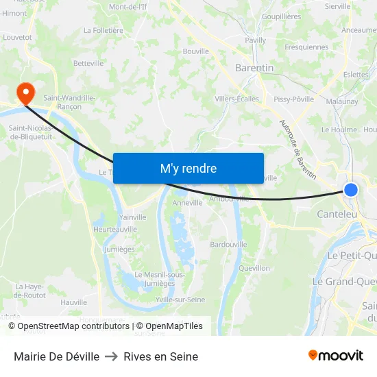 Mairie De Déville to Rives en Seine map