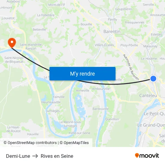 Demi-Lune to Rives en Seine map