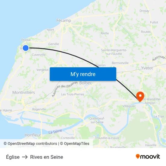 Église to Rives en Seine map