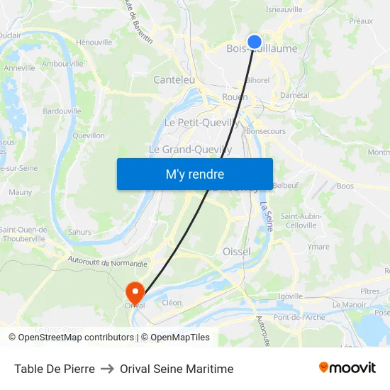 Table De Pierre to Orival Seine Maritime map