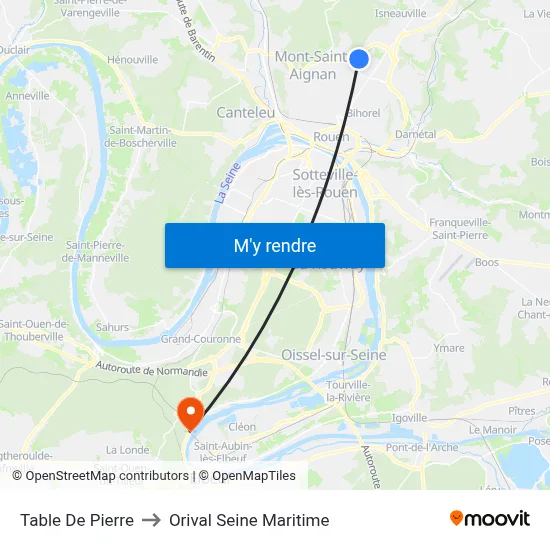 Table De Pierre to Orival Seine Maritime map