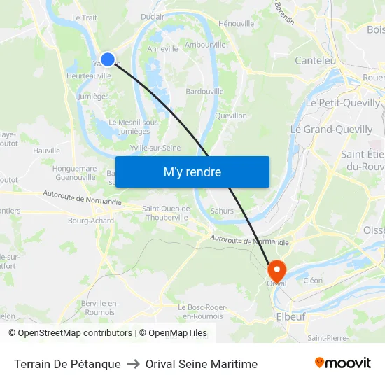 Terrain De Pétanque to Orival Seine Maritime map