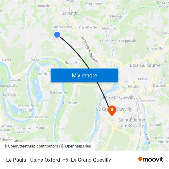 Le Paulu - Usine Oxford to Le Grand Quevilly map