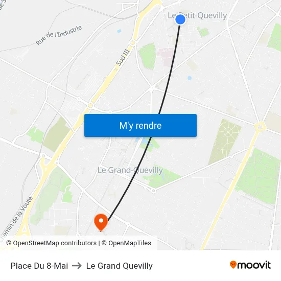 Place Du 8-Mai to Le Grand Quevilly map