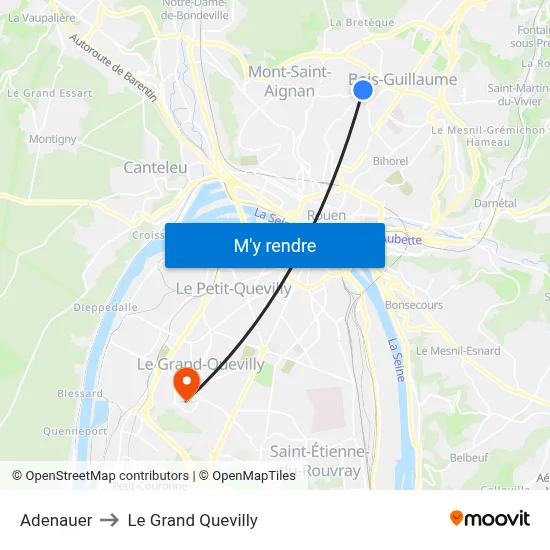 Adenauer to Le Grand Quevilly map