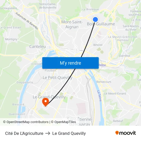 Cité De L'Agriculture to Le Grand Quevilly map