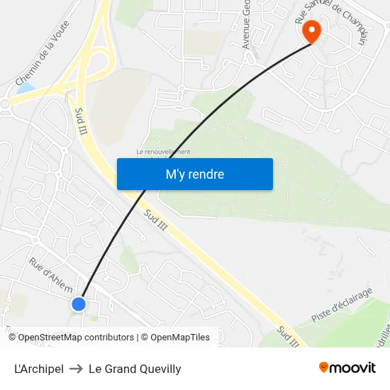 L'Archipel to Le Grand Quevilly map